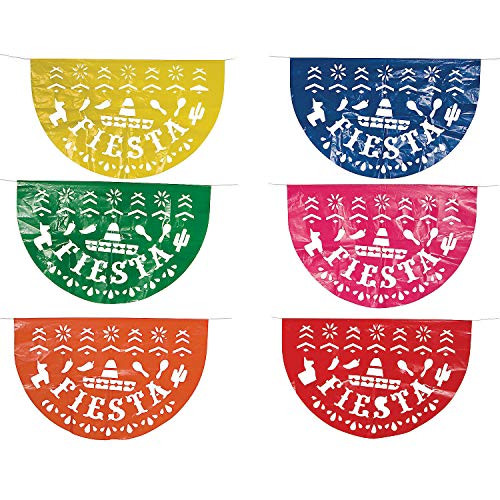 Fun Express - Fiesta Lrg Diecut Plastic Bunting Set for Cinco de Mayo - Party Decor - Hanging Decor - Misc Hanging Decor - Cinco de Mayo - 6 Pieces