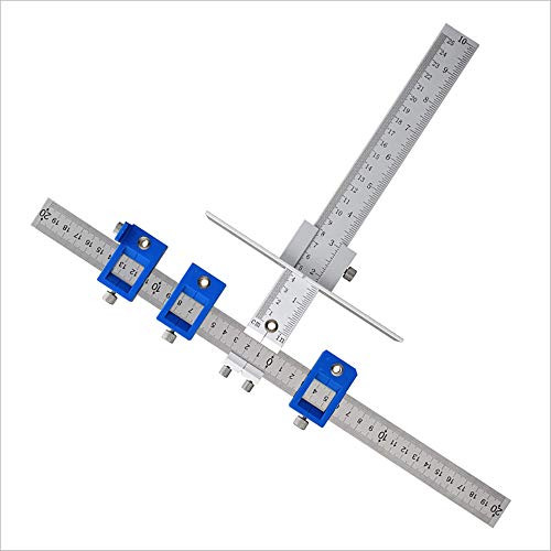 HLMOptimo Cabinet Hardware Jig Drill Guide for Door and Drawer Handle Knob Pull Installation Template on Wood Adjustable Drill Tool Cabinet Handle Template Tool -Aluminum alloy-