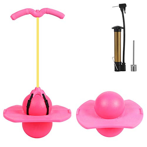 DRESSPLUS Pogo Jumper Easy to Carry,Kids Safe Bounce Pogo Stick Safe Fun Play Children's Pogo Stick Jumper Toy Balance Bouncing Ball Fitness Toy Ball -Pink-