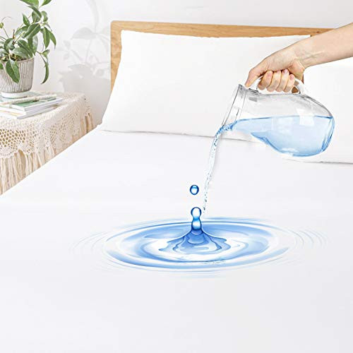 Queen Size Premium Waterproof Mattress Protector, Soft Breathable Mattress Pad Cover, Noiseless Waterproof Bed Cover - Stretch to 21" Safe Fitted Deep Pocket Mattress Protection Cover-Vinyl Free Queen Size Premium Waterproof Mattress Protector, Soft Breathable Mattress Pad Cover, Noiseless Waterproof Bed Cover - Stretch to 21" Safe Fitted Deep Pocket Mattress Protection Cover-Vinyl Free