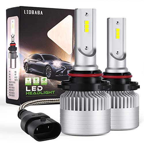 9006/HB4 LED Headlight Bulbs - LIOBABA Car LED Headlight Conversion Kit, Hi/Low Beam LED Headlights 6500K Cool White, Halogen Replacement, Quick Installation, Pack of 2