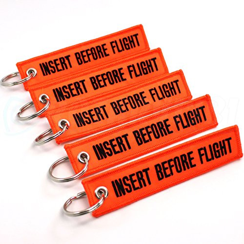 Rotary13B1 Insert Before Flight Keychain - Neon Orange/Black 5PCS