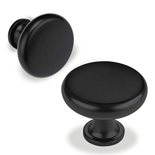 10Pack Black Cabinet Knobs, Goldenwarm Flat Black Drawer Knobs Black Dresser Knobs, Modern Round Knobs for Dresser Drawers Kitchen Cabinet Knobs