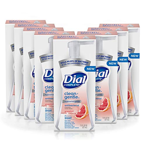 Dial Complete Clean  plus Gentle Antibacterial Foaming Hand Wash 7.5 fl oz Pack, White, Grapefruit, 8 Count