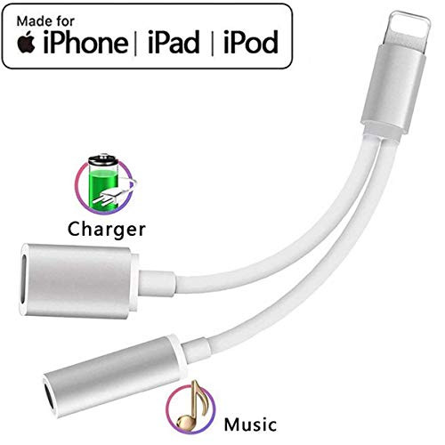 Headphones Adapter for iphone splitter audio and charge 3.5mm Jack Adapter Dongle Earphone Connector earphone Adapter Car Charger for iPhone7/7Plus/X/10/Xs/max 2in1 Cables Charge & Aux Audio converter