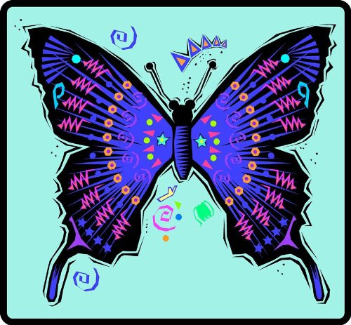 Southwestern Blue and Black Butterfly - Etched Vinyl Stained Glass Film, Static Cling Window Decal Southwestern Blue and Black Butterfly - Etched Vinyl Stained Glass Film, Static Cling Window Decal