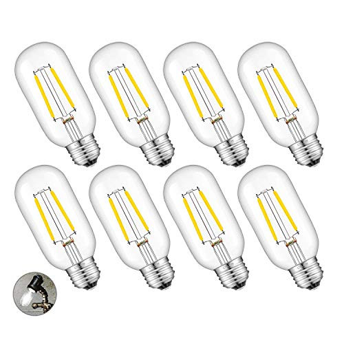 CRLight 2W LED Edison Bulb 4000K Daylight White, 30W Equivalent 300 Lumen, E26 Medium Base Vintage Style Tubular T45 / T14 Clear Glass Dimmable LED Filament Light Bulbs, 8 Pack CRLight 2W LED Edison Bulb 4000K Daylight White, 30W Equivalent 300 Lumen, E26 Medium Base Vintage Style Tubular T45 / T14 Clear Glass Dimmable LED Filament Light Bulbs, 8 Pack
