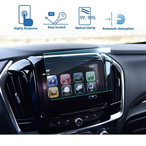 LFOTPP [Upgrade] 2018 2019 Chevrolet Traverse 8-Inch MyLink Car Navigation Screen Protector, Tempered Glass 9H Hardness Car Infotainment Display Center Touch Protective Film Scratch-Resistant