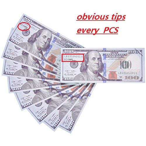 AL'IVER Copy Money Prop Money $100 100pcs 10000 Bills Play Money Not Realistic Double Sided Money Stack Copy Bills Full Print Motion Picture Money