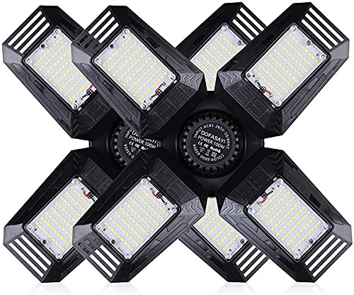 2 Pack LED Garage Light 100W Deformable Garage Lights - 10000LM 6500K Quadruple Bright Garage Light,Garage Light with Adjustable Multi-Position Panels, Garage Light for Garage,Workshop,Basement