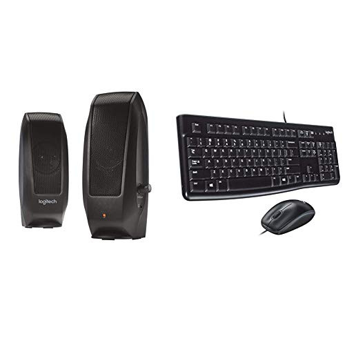 Logitech S120 2.0 Stereo Speakers  and  Desktop MK120 Durable, Comfortable, USB Mouse and Keyboard Combo