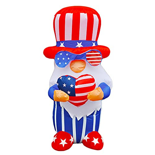 SEASONBLOW 4 Ft Patriotic Independence Day 4th of July Inflatable Gnome Decorations Home Yard Outdoor Indoor Decor