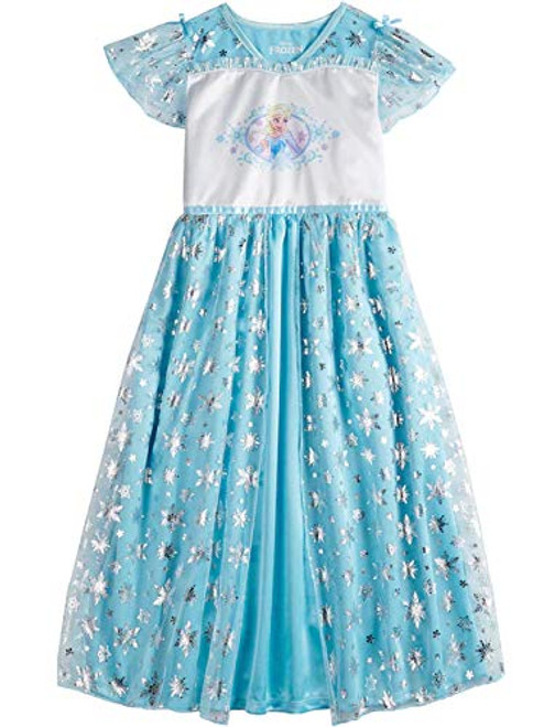 Disney Frozen Elsa Big Girl's Fantasy Gown Nightgown Pajamas -8, Blue/White- Disney Frozen Elsa Big Girl's Fantasy Gown Nightgown Pajamas -8, Blue/White-