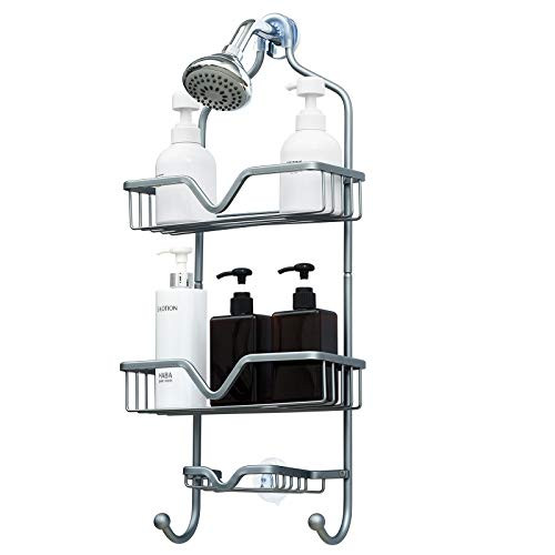 Lucalda Shower Caddy Hanging, Bathroom Hanging Shower Caddy Organizers, Shower Caddy Over Shower Head, Shower Head Caddy Organizer, Soap Shelf with 2 Hooks, Gray, 25.2" x 10.6" x 4.3" Lucalda Shower Caddy Hanging, Bathroom Hanging Shower Caddy Organizers, Shower Caddy Over Shower Head, Shower Head Caddy Organizer, Soap Shelf with 2 Hooks, Gray, 25.2" x 10.6" x 4.3"