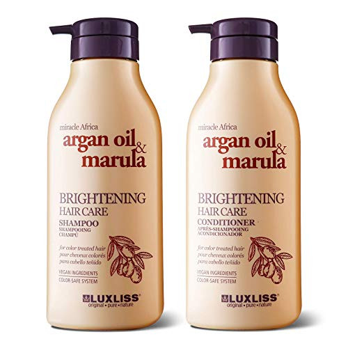 LUXLISS Argan Oil Shampoo and Conditioner Set Sulfate Free, Natural Brightening Shampoo  and  Conditioner for Blonde Hair/Color Treated Hair/Curly Hair/Frizzy Hair/ Dry Scalp Treatment, 2 x16.9Oz
