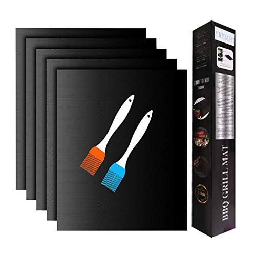 Grill Mat - Set of 5 Non Stick BBQ Grill Mats - PTFE Teflon Baking sheets - Heavy Duty,Reusable and Dishwasher safe - Easy Clean & Easy Use on Gas, Charcoal, Electric Grill Grill Mat - Set of 5 Non Stick BBQ Grill Mats - PTFE Teflon Baking sheets - Heavy Duty,Reusable and Dishwasher safe - Easy Clean & Easy Use on Gas, Charcoal, Electric Grill