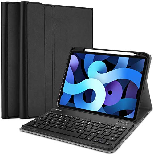 ProCase iPad Air 4 Keyboard Case, iPad 10.9 inch 2020 Case with Magnetically Detachable Wireless Keyboard for iPad 10.9 Air 4th Generation -Black