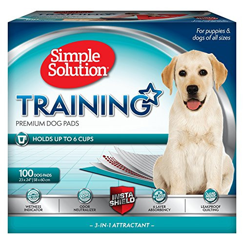 Simple Solution Training Puppy Pads - 6 Layer Dog Pee Pads, Absorbs Up to 6 Cups of Liquid - 23x24 Inches, 100 Count