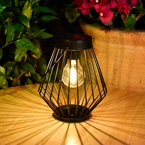 Solar Lantern Outdoor Hanging Light - Pearlstar Solar Powered Waterproof Metal Table Lamp Lantern with Edison Bulb, Great Decor for Pathway Garden Patio Porch -Warm Light- Solar Lantern Outdoor Hanging Light - Pearlstar Solar Powered Waterproof Metal Table Lamp Lantern with Edison Bulb, Great Decor for Pathway Garden Patio Porch -Warm Light-