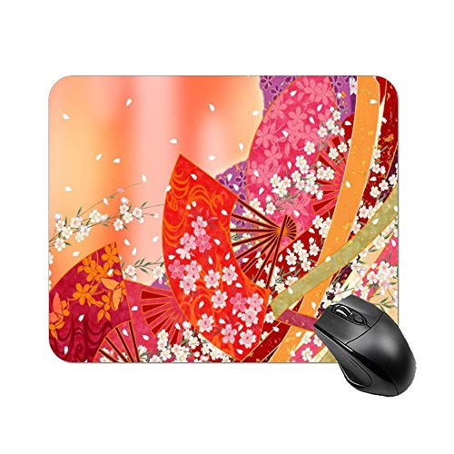 Beautiful Fan and Floral Mouse Pad 9.8 X 7.8 in