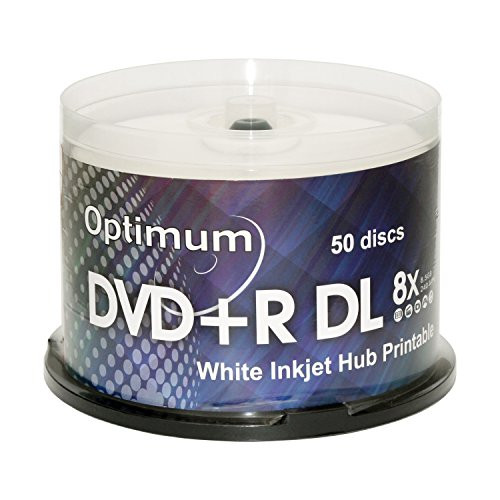Optimum DVD+R DL Double Layer 8X White Inkjet Printable 50pk in Spindle Cake Box