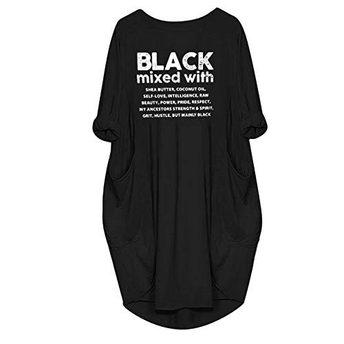 fine_fine Women Summer Dress Short Sleeve O-Neck Letter Printed Plus Size Beach T-Shirt Loose Dress with Pockets fine_fine Women Summer Dress Short Sleeve O-Neck Letter Printed Plus Size Beach T-Shirt Loose Dress with Pockets