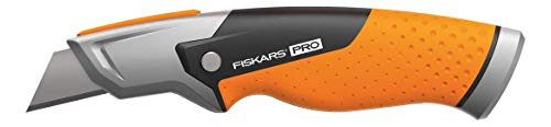Fiskars CarbonMax Fixed Utility Knife, Length 18.2cm, Stainless Steel Blade/Plastic Handle, 1027222, Orange/Black