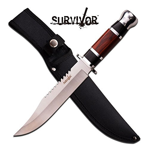 12" Wood Hunting Survival Skinning Fixed Blade Knife Full Tang Army Bowie