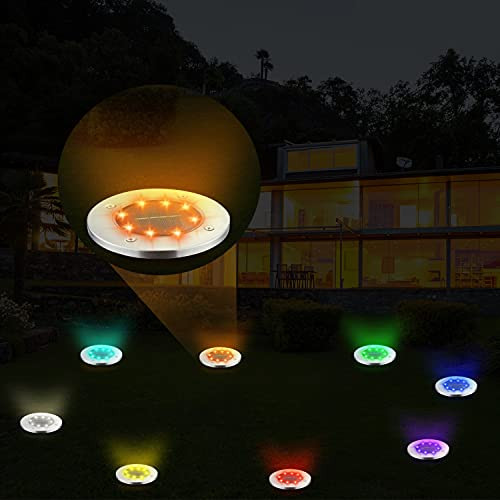 Colorized Solar Outdoor Ground Lights, LED Solar Garden Landscape Light, Waterproof Solar Pathway Lawn Lights, Solar Powered Disk Lights for Path Yard Backyard Deck Patio Walkway Driveway -8 Pack - Colorized Solar Outdoor Ground Lights, LED Solar Garden Landscape Light, Waterproof Solar Pathway Lawn Lights, Solar Powered Disk Lights for Path Yard Backyard Deck Patio Walkway Driveway -8 Pack -