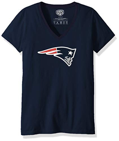OTS NFL New England Patriots Women's Rival V-Neck Tee, Logo, Small