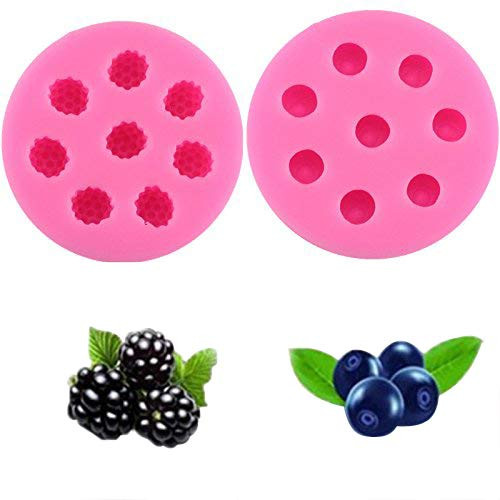 Mold for Cupcakes Topper Decorating 2pack Blueberry Raspberry Icecube Silicone Mold Fondant Cake Decoration Molds Baking Cookie Tools Chocolate Candy Making Molds