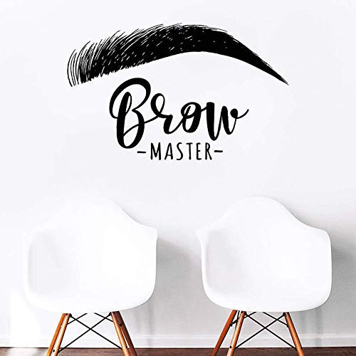 CFWZGM Brow Master Wall Decal Quote Eyelashes Eyebrows Vinyl Sticker Wallpaper Brow Bar Wall Window Decoration Beauty Salon Decal 92X57Cm