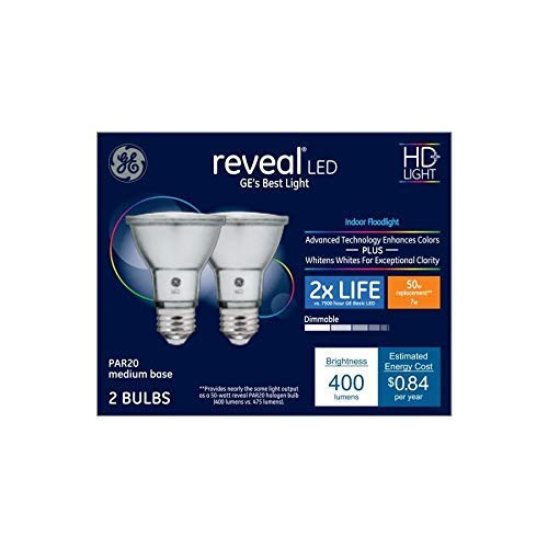 GE Reveal 2-Pack 50 W Equivalent Dimmable Color-Enhancing Par20 LED Light Fixture Light Bulbs GE Reveal 2-Pack 50 W Equivalent Dimmable Color-Enhancing Par20 LED Light Fixture Light Bulbs