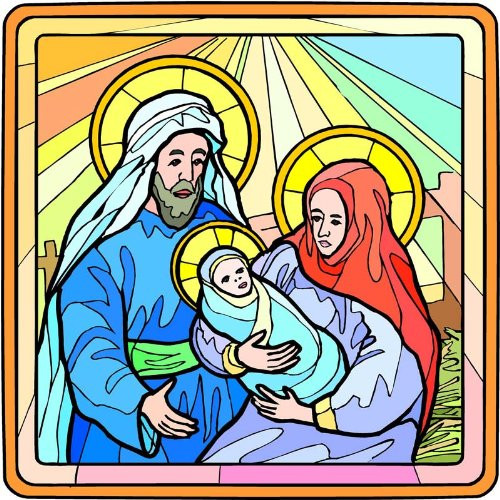 Mary and Joseph with Baby Jesus - Etched Vinyl Stained Glass Film, Static Cling Window Decal Mary and Joseph with Baby Jesus - Etched Vinyl Stained Glass Film, Static Cling Window Decal