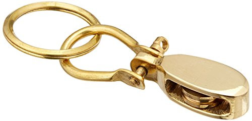 Hampton Nautical K-295 Solid Brass Single Pulley Key Chain 5" Nautical Home Decoration, 5"