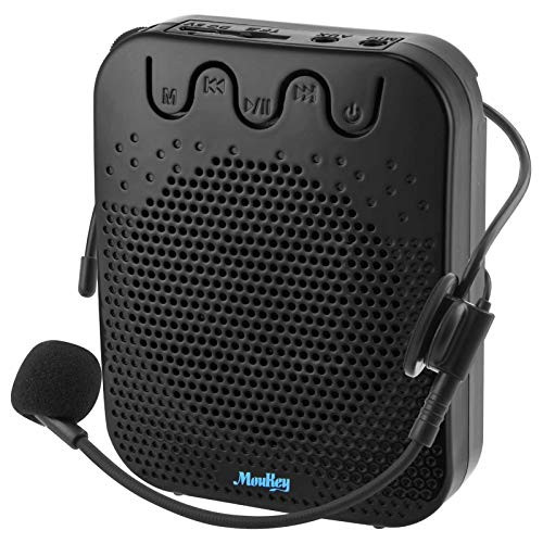 Moukey Voice Amplifier, Portable Personal Speaker Microphone Headset - Rechargeable Mini PA System with Waistband for Teachers Tour Guides Coaches Singing Meetings and Outdoors -Va-1-
