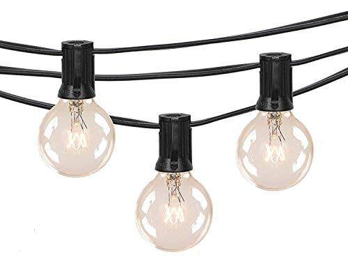 G40 Globe String Lights 25FT Clear Outdoor Globe Bulbs with 25 Clear Bulbs Hanging Indoor Outdoor String Lights Waterproof Patio Hanging Lights UL Listed for Porch Garden Party Backyard Yard Holiday