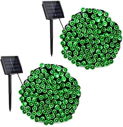 Solar String Lights, 2 Pack 72ft 200 LED Solar Fairy Lights Outdoor, Waterproof 8 Modes Solar Powered Fairy Lights for Christmas, Garden, Yard, Party, Patio, Wedding-Green-