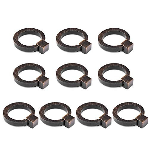 Cobella Cabinet Knobs Oil-Rubbed Bronze Cabinet Ring Knobs and Pulls 1.57 Diameter Single Hole Round Drawer Ring Pulls for Dresser Drawer Kitchen Cupboard Hardware, Pack of 10
