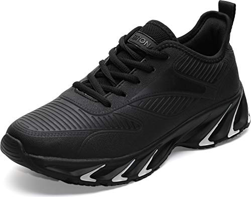 BRONAX Men's Leather Tennis Running Sneaker, Size 11 Casual Comfortable Walking Gym Sport Fitness Workout Athletic Shoes Zapatos de Tenis para Hombres for Male Negro All Black 46