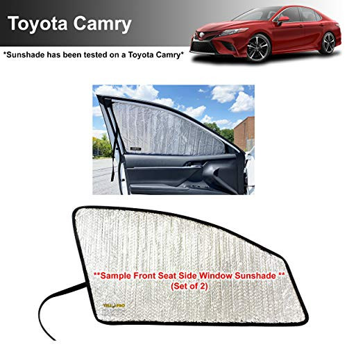 Side Window Front Seat Reflective Sunshade Custom Fit for 2018 2019 2020 2021 Toyota Camry LE, Hybrid LE, XLE, Hybrid XLE, XLE V6, Toyota Camry SE, XSE, Hybrid SE, XSE V6 Sedan -2PCS-