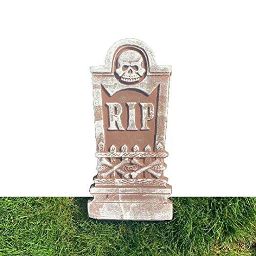 FLORMOON Halloween Graveyard Tombstones Foam RIP Headstone Decorations with Metal Stakes for Halloween Yard Decorations-B-