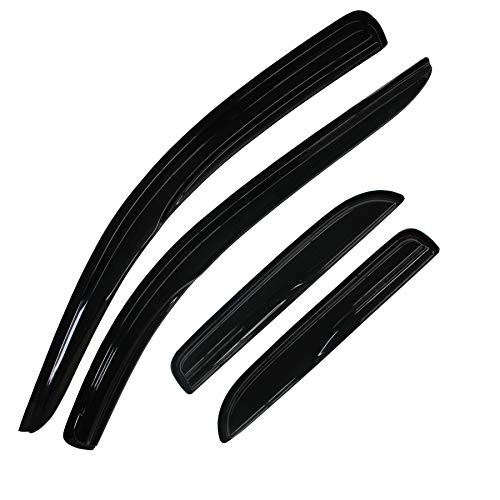 Gldifa Smoke Window Visors fit Dodge 2002-2008 Ram 1500/2003-2009 Ram 2500/3500 Quad Cab Sun Rain Guard Wind Deflectors 4pcs