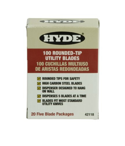 HYDE 42118 Heavy Duty -.025- Round Tip Utility Blades, 100 Pack