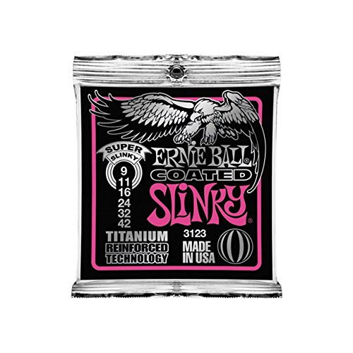 Ernie Ball 3123 Coated Titanium Super Slinky Electric Guitar Strings -9-42- Ernie Ball 3123 Coated Titanium Super Slinky Electric Guitar Strings -9-42-