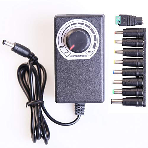 Adjustable AC to DC Power Supply Adapter Converter,AC 100-240V to DC 3-12V 2A for Motor Speed Controller with 8 Interchangeable Tips