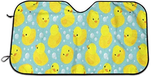 Windshield Sunshade for Car Foldable UV Ray Reflector Auto Front Window Sun Shade Visor Shield Cover, Keeps Vehicle Cool-Cute Yellow Cartoon Duckies
