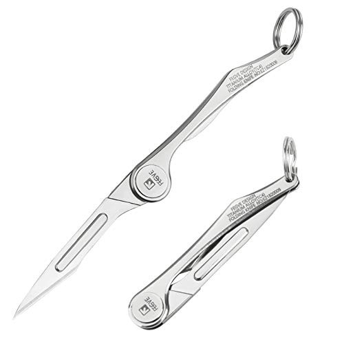 FEGVE Scalpel Knife Titanium Utility Knife Folding Knife Stainless Steel Blade Knife Mini Size EDC Knife -FT-