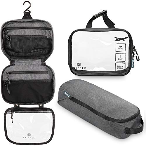 Toiletry Bag Kit Set- Hanging Travel Toiletry Bag  plus 311 TSA Cosmetic Liquid Bag  plus Ultralight Accessory Organizer Pouch