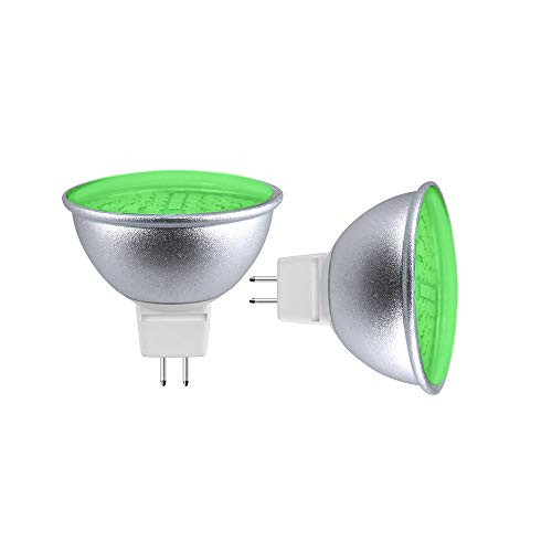 Aluxcia MR16 GU5.3 Green LED Bulb, AC/DC 12V/24V 5W GU5.3 Accent Light 120 Degree Beam Angle 50W Halogen Replacement Bulb for Landscape Recessed Spot Track Lighting, Green, 2-Pack